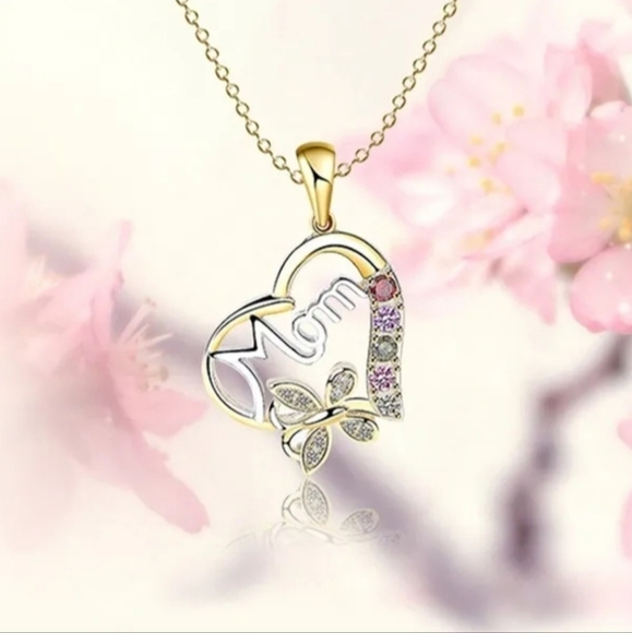 Gold Heart Mom Necklace and Ring Set - Picture 3 of 8